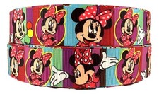 Minnie Mouse Happy Faces 1" Wide Repeat Ribbon Sold in Yards - USA SELLER