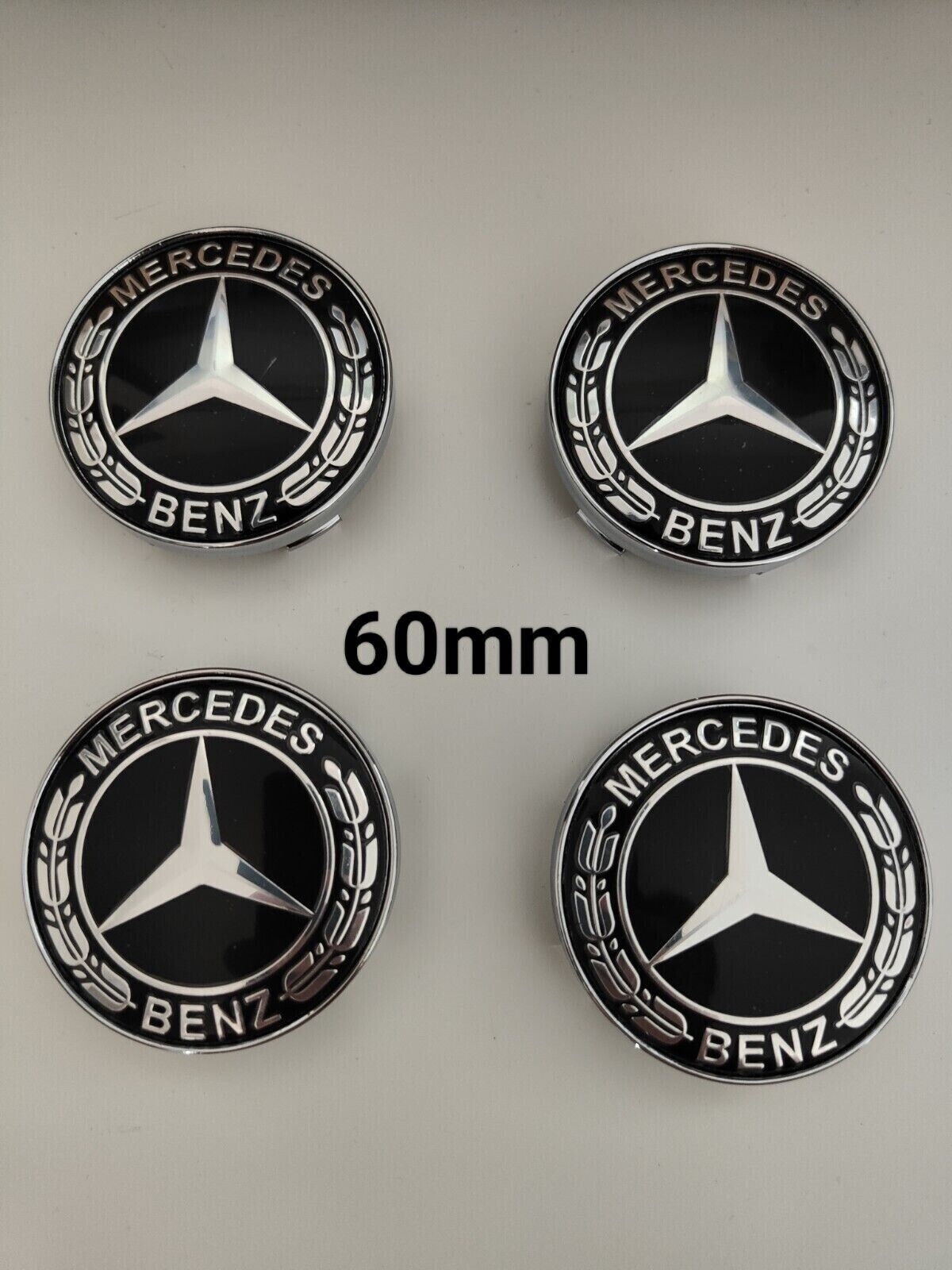 4X Hub Cover 60mm For Mercedes Logo Emblem Rim Wheel Center New Black