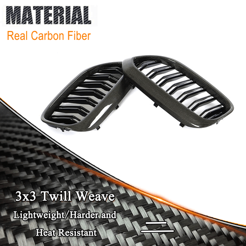 für BMW G30 G38 F90 M5 Carbon Kühlergrill Doppelsteg Grill Nieren Glanz Schwarz - Picture 8 of 14