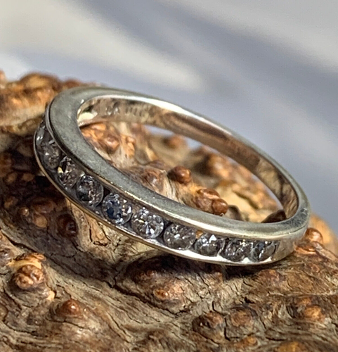 10K White Gold Ring Sz 6.75 Clear Color Stones Fine Jewelry 2.26g - 第 20/21 張圖片