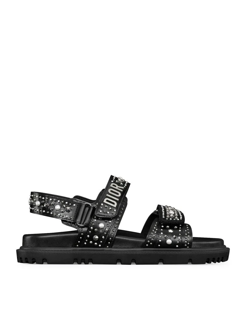 Sandales cloutées cuir noir DIOR Dioract neuves et authentiques