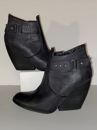 High Wedge Ankle Boot Black Studs 