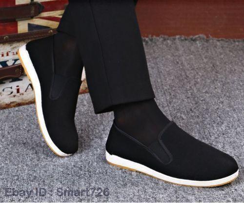 Mens Martial Art Kung Fu Ninja Chinese Shoes Slip On Rubber Sole