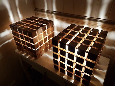 Paar Holz Eiche Handarbeit Tischlampe Unikat Kunst schöne Optik Home Loft Landhaus