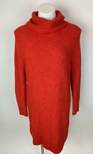 Ann Taylor Loft Orange Turtleneck Ribbed Stretch Sweater Dress Medium