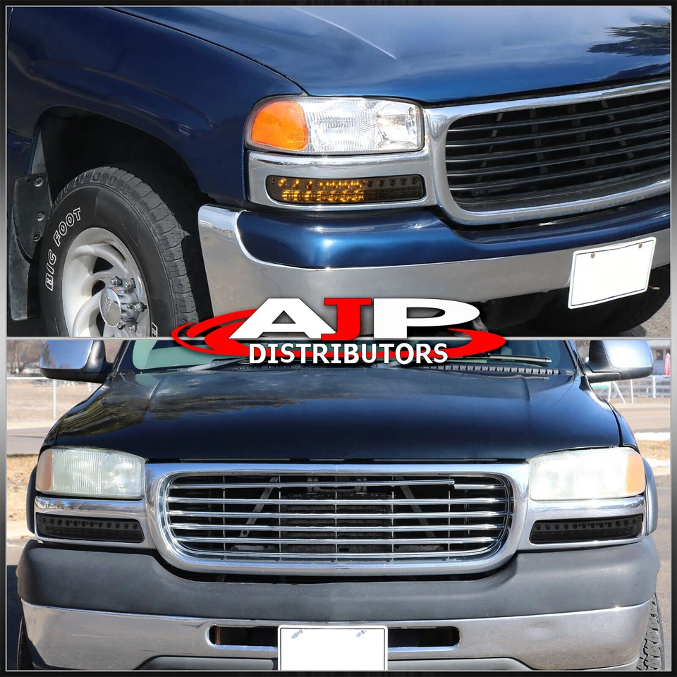 Smoked LED DRL Signal Replacement Bumper Lights For 1999-2006 GMC Sierra / Yukon Foto 3 de 4