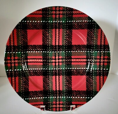 FITZ AND FLOYD COUNTRY PLAID SERVICE PLATE CHARGER CHOP PLATE 12'' JAPAN