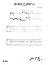 Lin Manuel Miranda Signed Alexander Hamilton Music Sheet Page Beckett COA