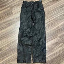 80s Vtg Peleteria Jacinto Rodriguez leather black pants sz 46