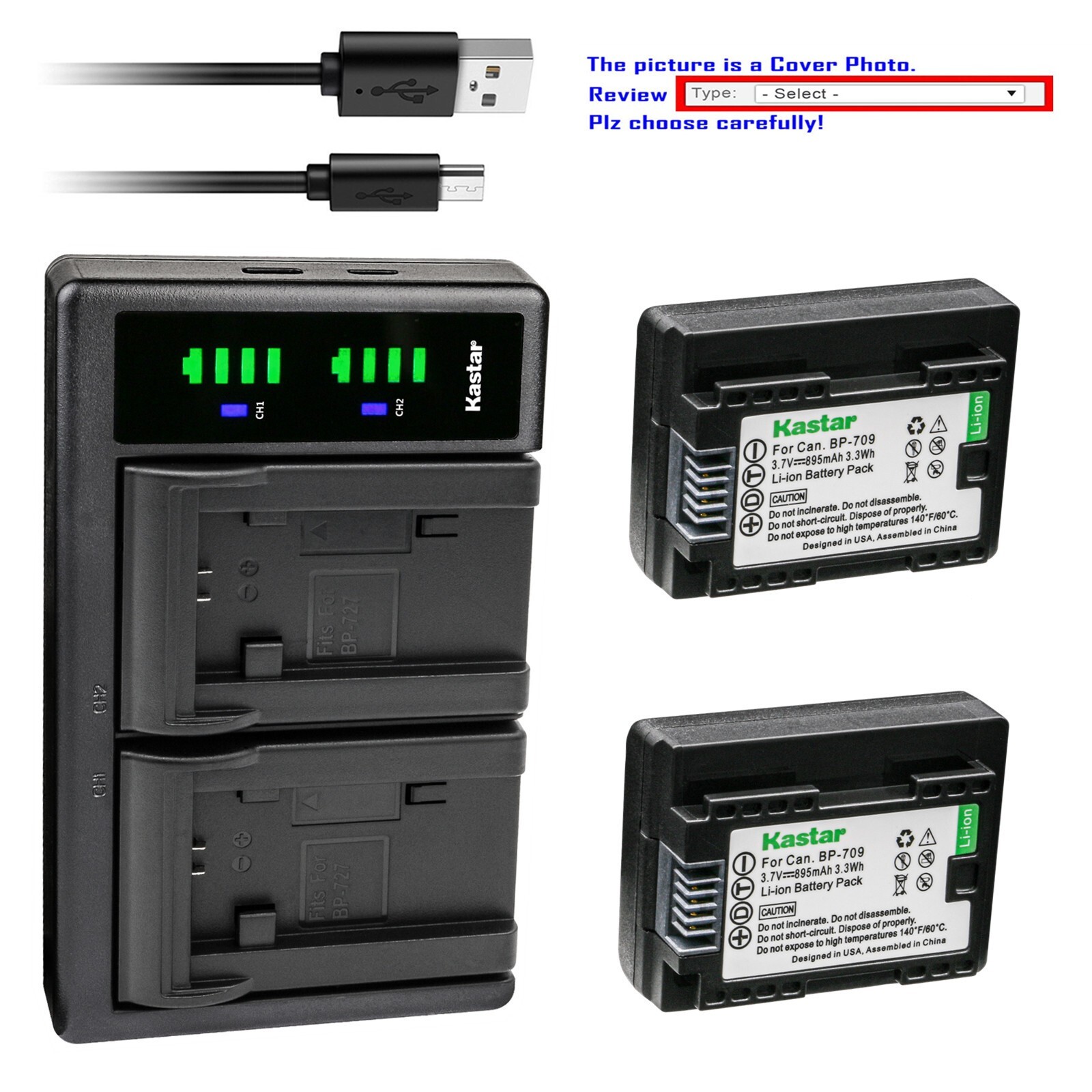 Kastar BP-709 Battery LTD2 USB Charger for Canon VIXIA HF R700 HFR700 Camera