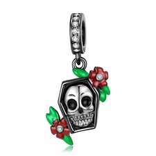 Skull Charm for Women CZ Sterling Silver Gothic European Bead for Bracelet By...