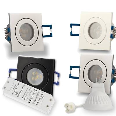 6x LED Einbau-Strahler 12V 230V MR11 Bad 3W 40mm IP44 Dusche Einbau-Spot