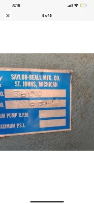 #ad MODEL UL PL 4500 SAYLOR BEALL PRESSURE LUBRICATED TWO STAGE BARE PUMP W UNLOADER $1800.00