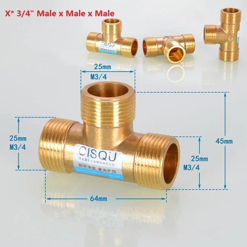 BSP 1/2" 3/4" Innen/Außen T-Stück Adapter Rohrfittings Messing Gewindefittings