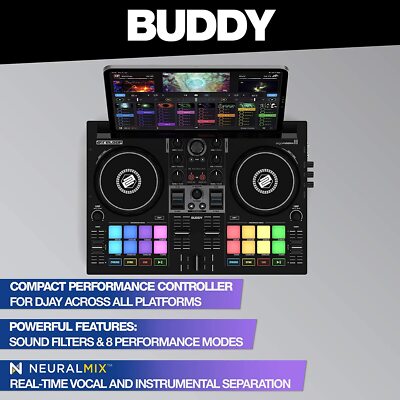 Reloop Buddy compact 2-channel DJ controller for Algoriddim DJay