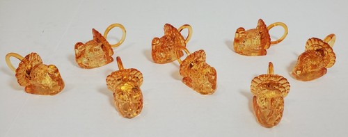 Anelli Tovagliolo Tacchino●Vetro Cristallo Ambra●Celebrazioni●3,5" Ciascuno●Nuovi●2 Scatole 8Totali - Foto 7 di 19