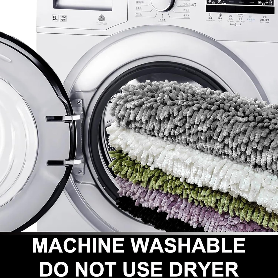 Green Bathroom Rugs Sets 2 Pieces Non Slip Washable,Chenille Bath Mats