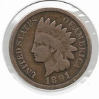 1891 Native American Indian Head Penny US Coin Collection 133 Year Old Lot Q48