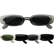 ShadyVEU Rectangular Slim Wide Frame 90s Style Small Hype Fashion UV Sunglasses