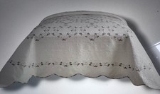 Modern Heirloom Beige Felisa Quilt Cream Bedspread Queen PinkRosebud Embroidered