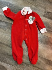 Vtg JC Penney  s Footy Pajamas Toddle Time Christmas Terry 6M MCM Red Snap