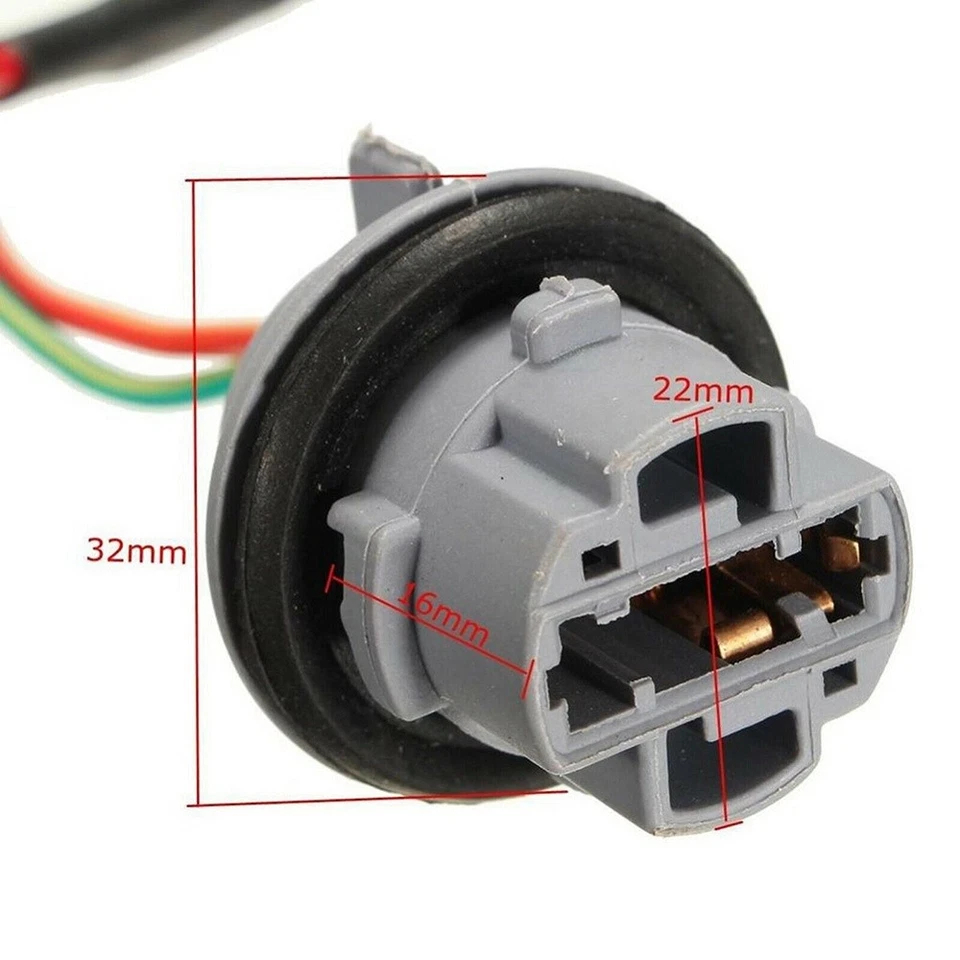 2X Pigtail Wire Female Socket 7440 W3X16D W21W Wiring Harness Turn Signal Light - Image 3 of 4