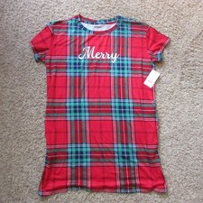 NWT Joyspun Small Medium Red Green Plaid Sleepshirt Gown "Merry" Holiday