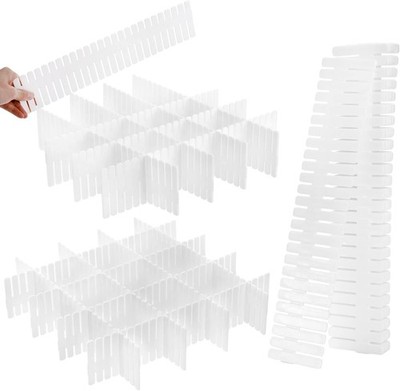 48Pcs Drawer Dividers Adjustable DIY Grid Divider White Storage Organizer