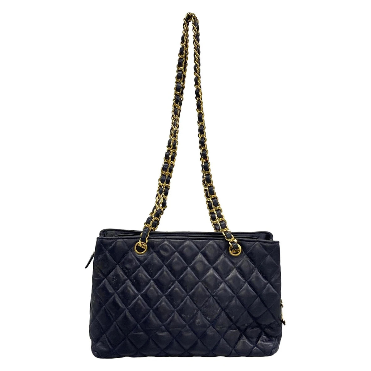CHANEL Matelasse Dark Navy Lambskin Shoulder Bag Gold hardware | eBay