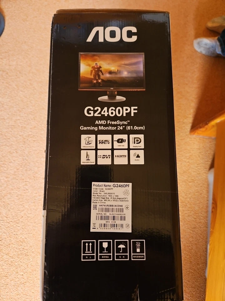 AOC G2460PF 24 Zoll 1080p 144 Hz 1ms DP TN LCD Monitor - Schwarz, Gebraucht - Bild 3 von 4