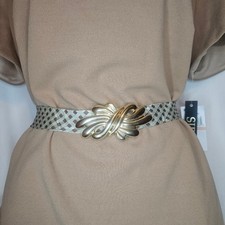 Vintage Douglas Paquette Gold Tone Bow Wave 2 Pc Belt Buckle 80s EUC 150 Retail