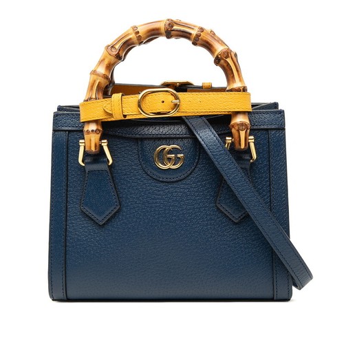 GUCCI  Diana Mini Tote Hand Bag Shoulder 2 Way 702732 Blue Leather 428013
