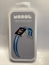 MODAL Band For Apple Watch 38mm  Woven Nylon Blue Striped Watch Band NIB
