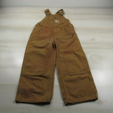 Carhartt Overalls Boys 5 Brown Duck Canvas Bib Workwear Outdoor Youth 26x17