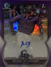 2023 Bowman Chrome Chrome Autographs#CPA-BB Bryant Betancourt Purple Refractor