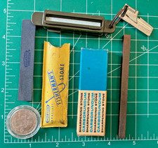 VTG LOT of 4 FISHING HOOK HONES SHARPENING STONES NORTON CARBORUNDUM TACKLE GEAR