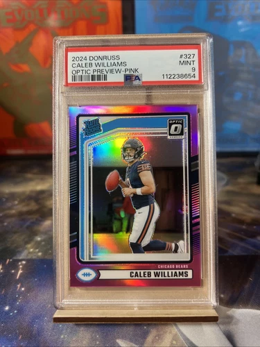 2024 Donruss Rated Rookie Caleb Williams #327 Optic Preview Pink Prizm PSA 9