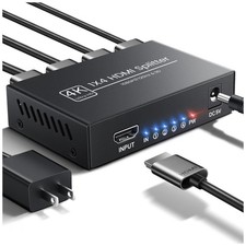 4K HDMI Splitter 1 in 4 Out, Supports 1080P 120Hz, Up Black with Cable