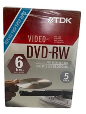 TDK Video DVD-RW 4.7 GB 2x Rewriteable Recording Pack Of 5 - NEW SEALED 