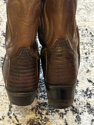 Tony Lama Dark Brown Teju Lizard Mens Size 12 D Leather Cowboy Western Boots - Picture 17 of 22