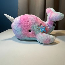 FAO SCHWARZ Glow Brights Narwhal Plush with Sounds Lights Purple Pink Blue