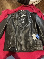 HWK Genuine Leather Motorcycle Jacket Men’s XL CE Armored Biker Riding Coat