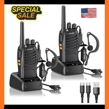 Long Range Walkie Talkie 2 Set 5 Mile Two Way Radio Charge Headset Waterproof