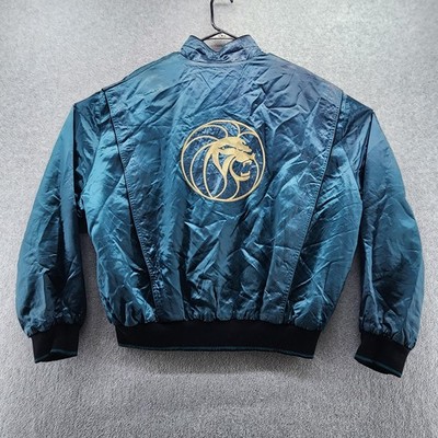 Vintage MGM Grand Jacket Mens 2XL Teal Bomber Las Vegas Lion Logo