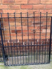 Black Metal Pedestrian Garden Gates and Single Swing, Rectangular Flat Top