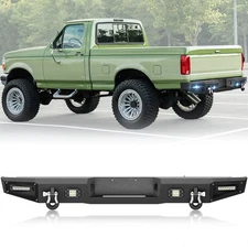 Rear Bumper W/ D-rings & 4 × LED Lights For 1992-1997 F-150 F-250 F-350 F-450