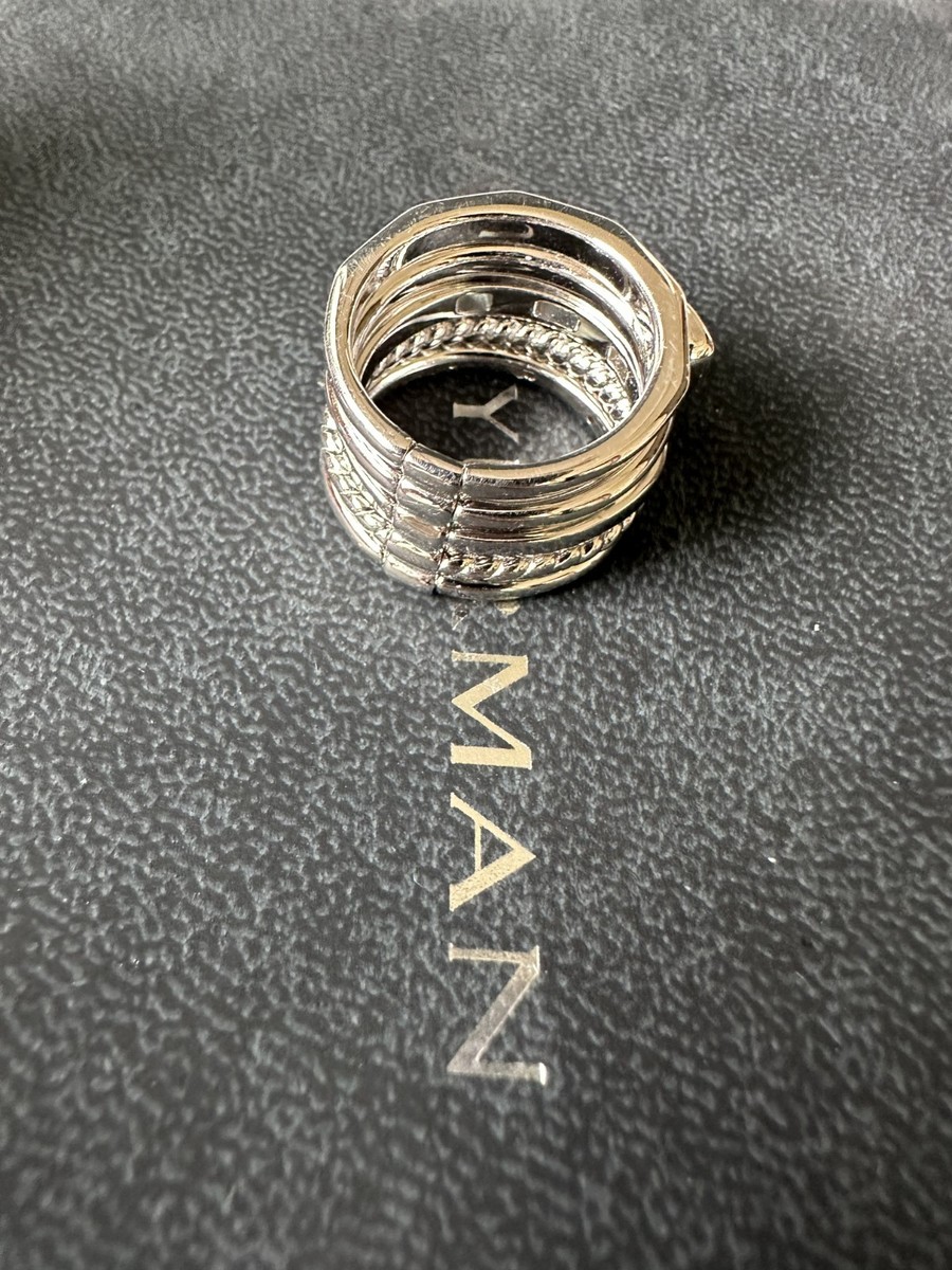 David Yurman Stax Five Row Ring 15mm 925 w/ Hampton Blue Topaz
