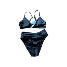 NWT Women's Cupshe Two Piece Slate Blue Swimsuit Size Medium