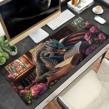 40 90cm Dragon Reading Pattern Mouse Pad - Extra Large, Non-Slip, Suitable for O