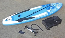 PeakPath Inflatable SUP Board, 10.5 ft w/ Paddle, Pump, Leash, Fin & Backpack